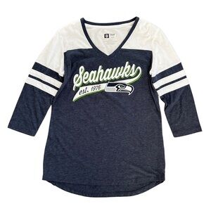 Seattle Seahawks T Shirt 3/4 Sleeve NFL Team Apparel Football Casual Top